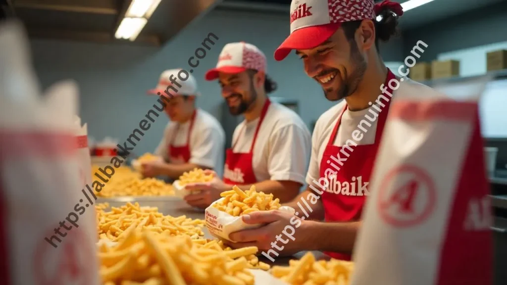 يقوم موظفو البيك بتعبئة وجبات الشاورما